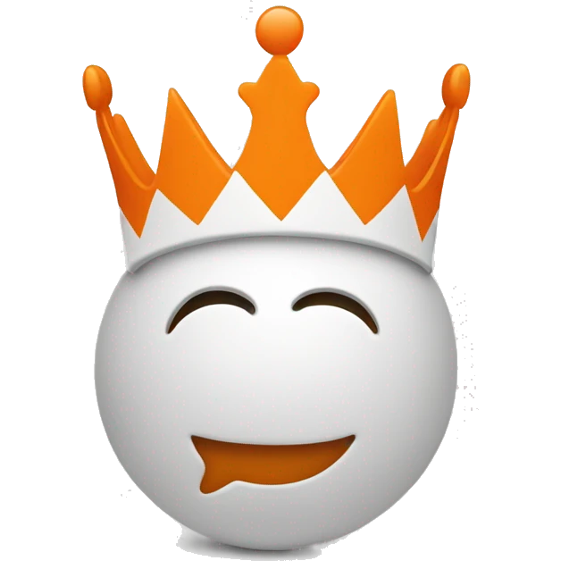 A crown, orange on the upside and white on the downside, add text seeker alliance  emoji