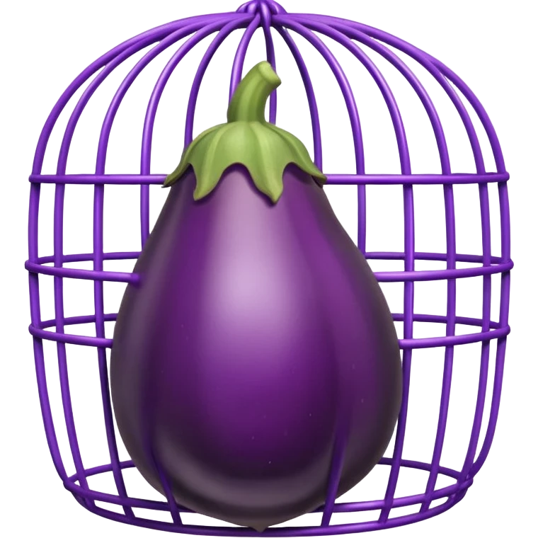 Caged eggplant emoji