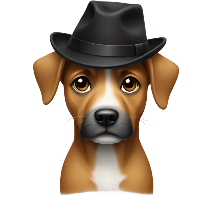 this is fine dog wearing hat plack ears emoji