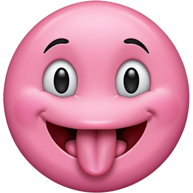 Pink happy face with tounge out emoji