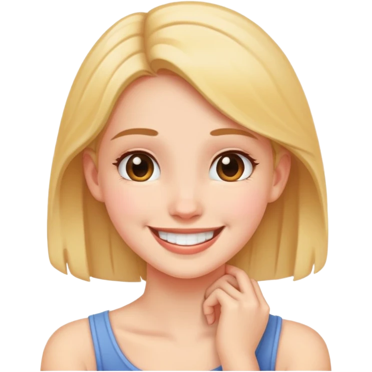 Girl holding her neck and smiling  emoji