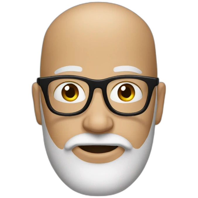 a bald man with a salt and pepper beard and black glasses emoji
