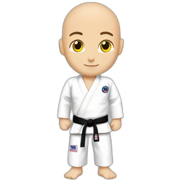 young man brazilian jiu jitsu shaved head white belt emoji