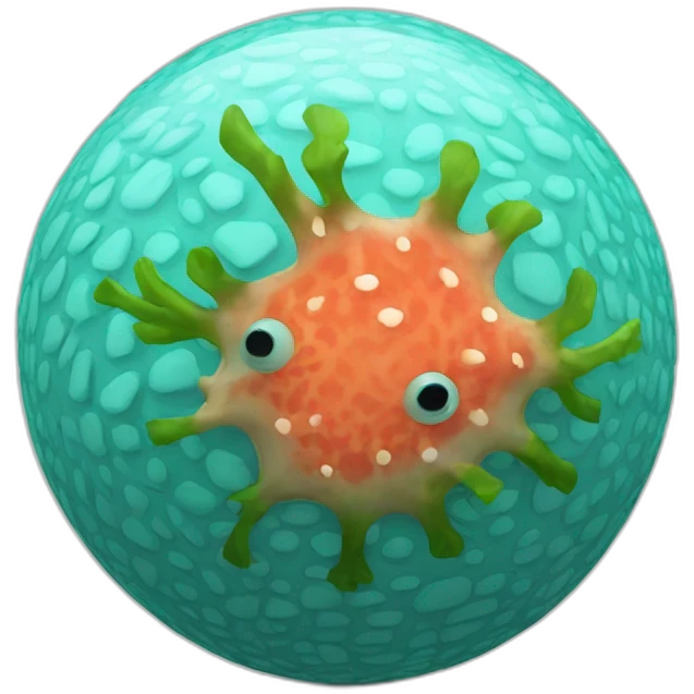 3d sphere with a cartoon Tropical coral skin texture emoji