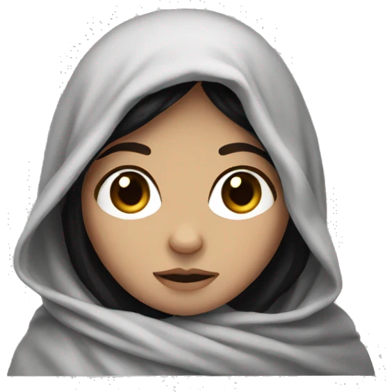 White girl with black hair wrapped in blanket emoji