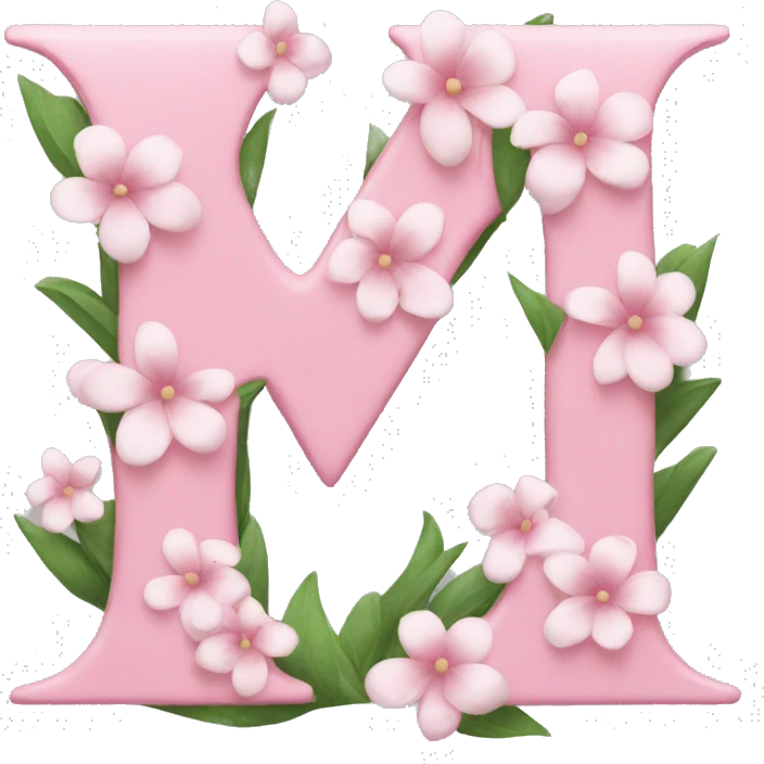 Pink letter with white flowers emoji