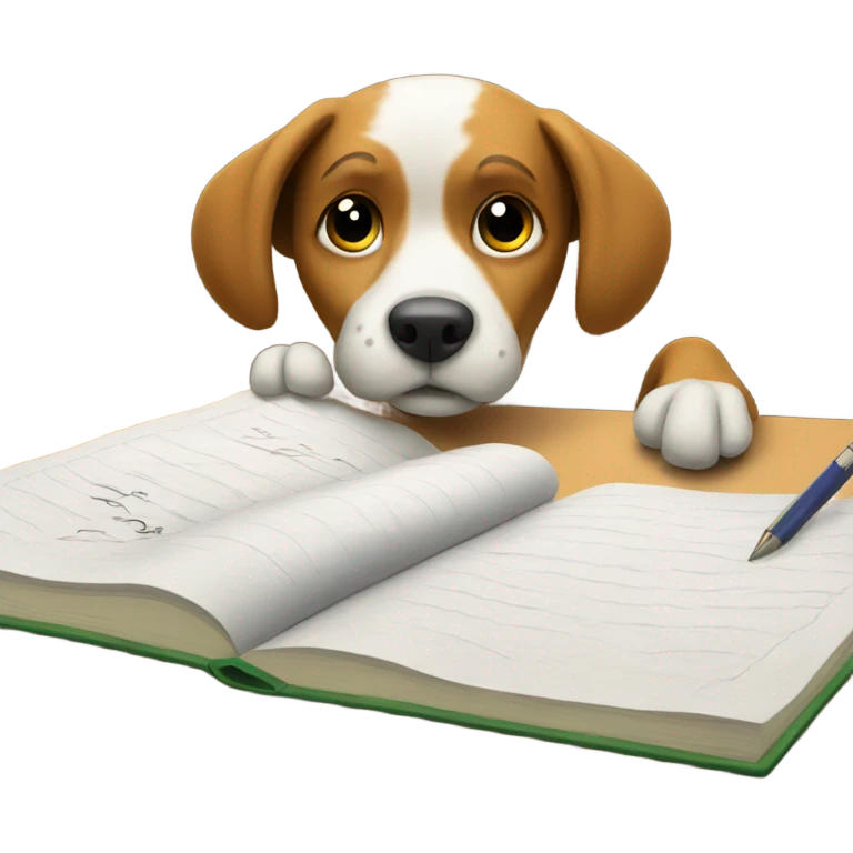Dog writing exam emoji