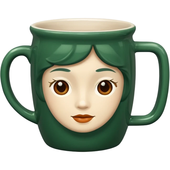 the mug is beautiful, vintage, deep green color emoji