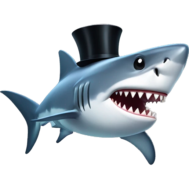 Shark with a. Top hat emoji