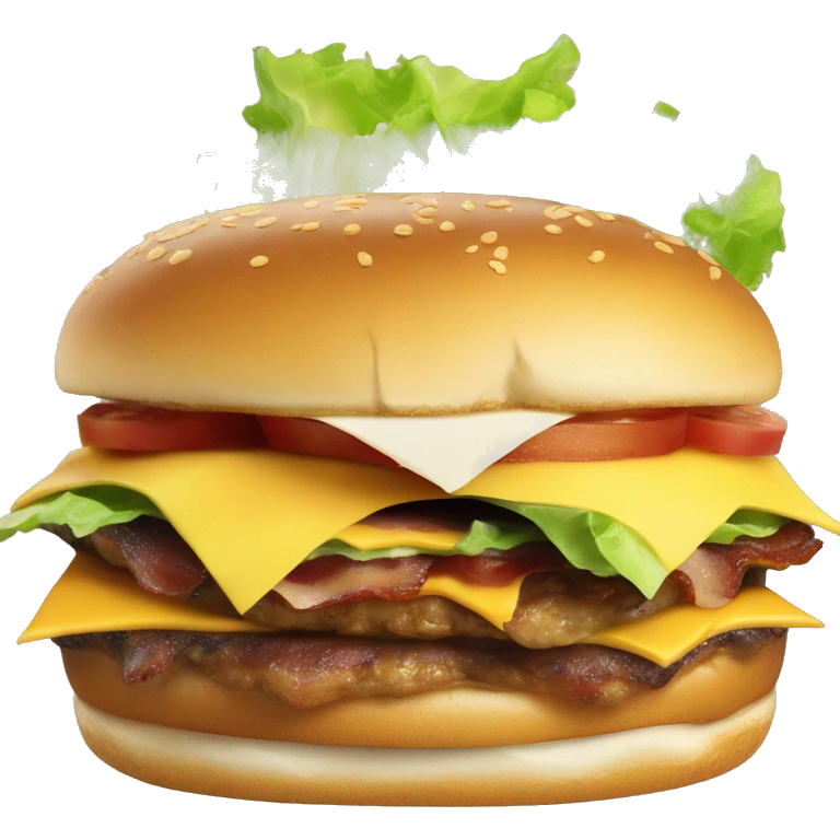 Bacon cheeseburger with lettuce, tomato, and mayo emoji