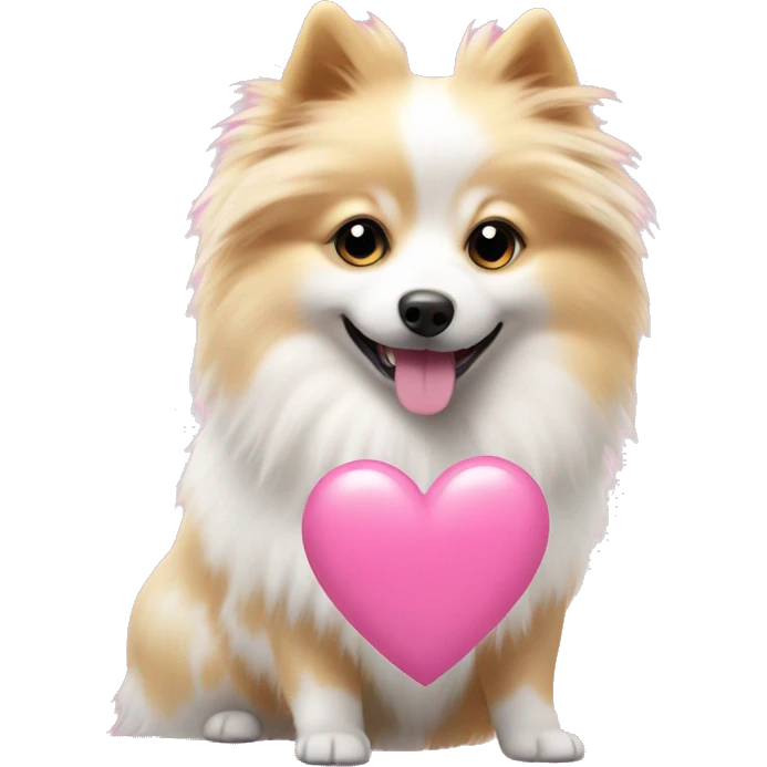 White and blonde spots spitz in a pink heart emoji