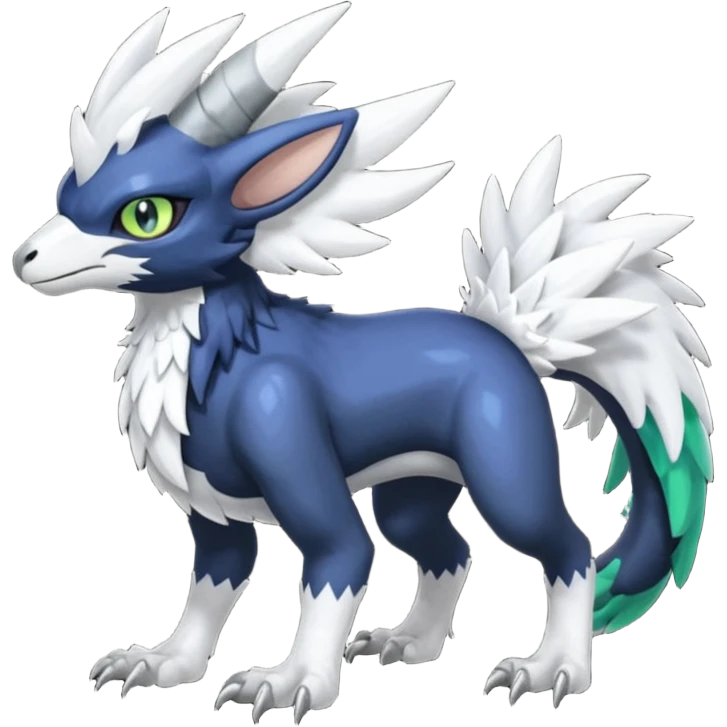 Shiny Black Grey White and Dark-Green Trico-Nargacuga-Silvally-Absol-fusion emoji