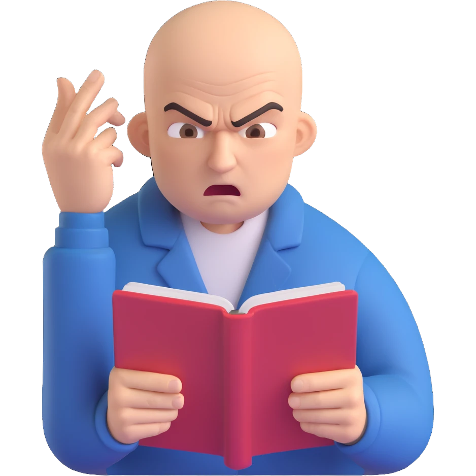 Angry man bald reading emoji
