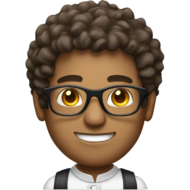 Male barista with curly hair and round glasses emoji