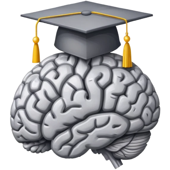 generate me a pixel art of a brain with a graduation cap. hmph. emoji