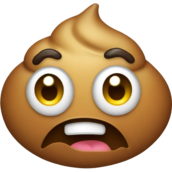 poop emoji with nervous smile and sweat drop emoji