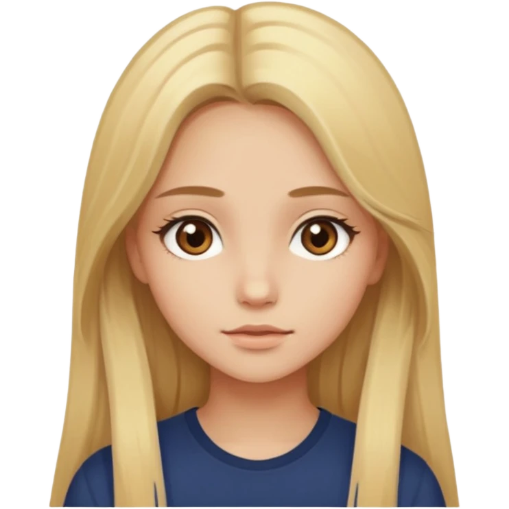 Chica de lentes ojos cafés, cabello largo rubio-castaño aesthetic  emoji