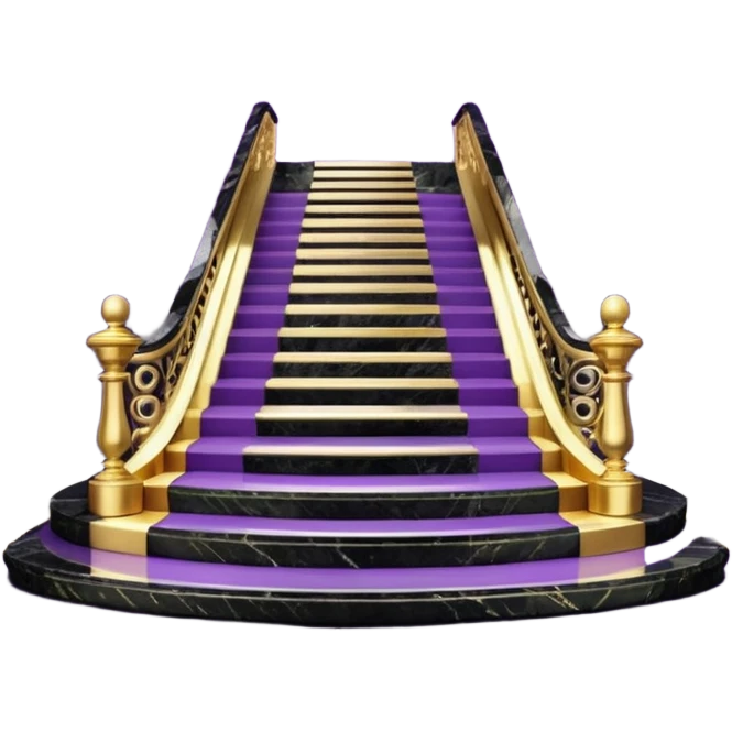Luxurious black marble hallway stairs with gold and white accents  with with violet accents emoji