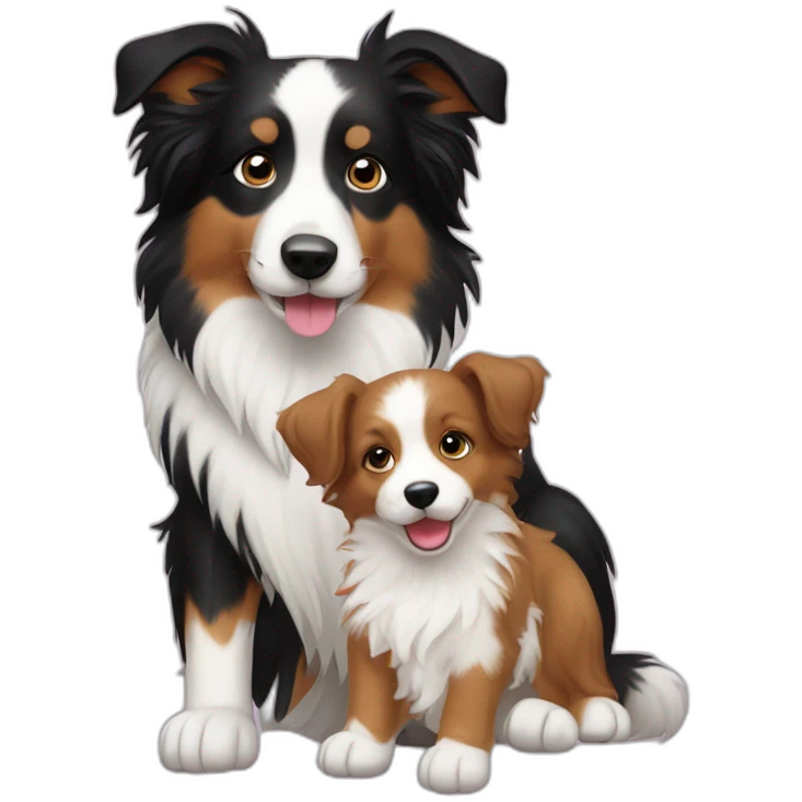 Border collie with a baby Yorkshire emoji