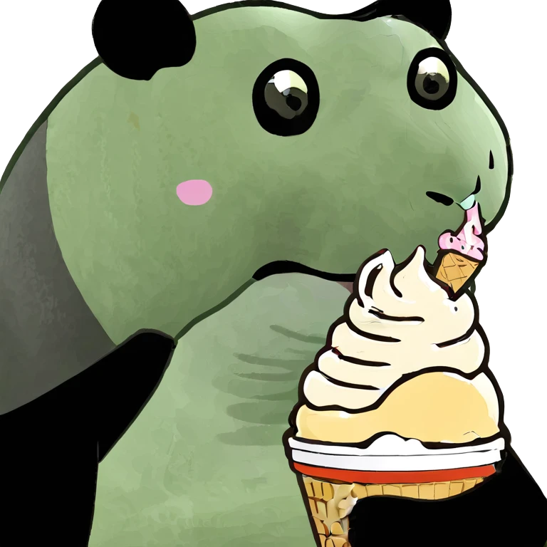 Panda eating ice cream emoji