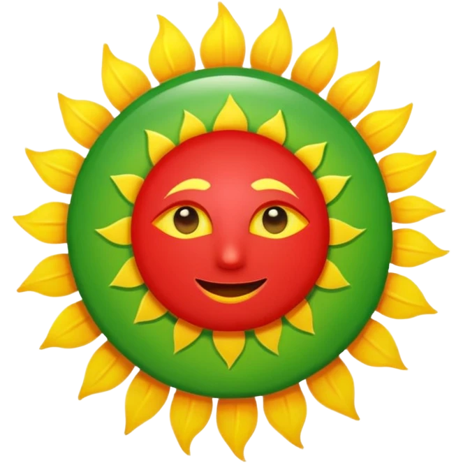 Oben rot Mitte weiß mit einer Sonne unten grün emoji