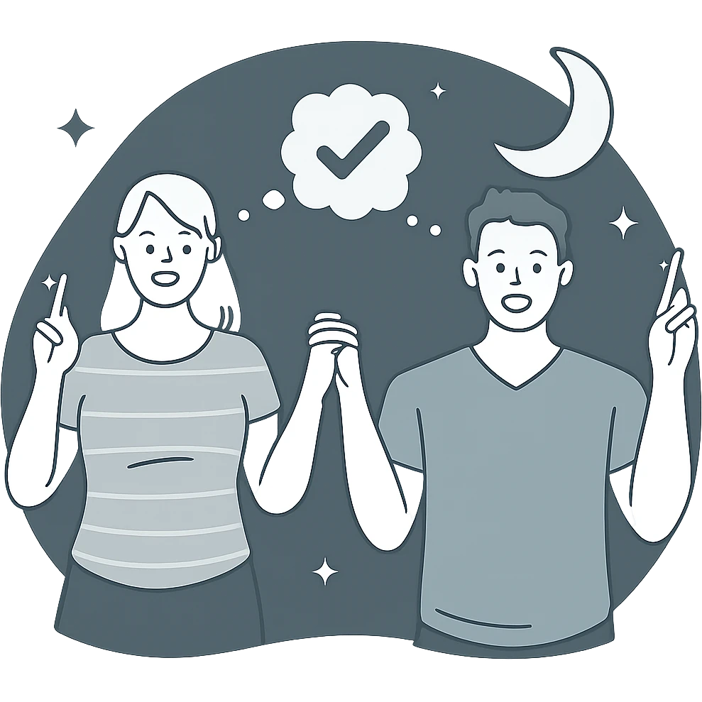 A crescent moon with a few stars, gentle curves and simple shapes, night sky illustration with clean lines emoji