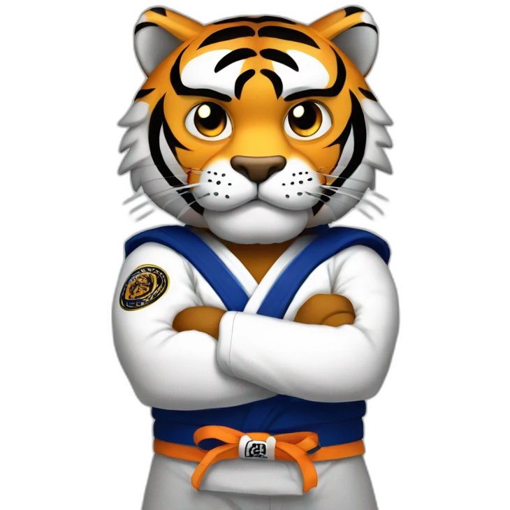 Tiger with evil face   jiu jitsu with his arms crossed emoji