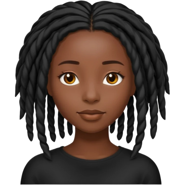 a pretty black girl with black shoulder lengh locs emoji