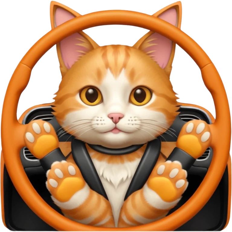 cat with paws on the steering wheel, emoji style emoji