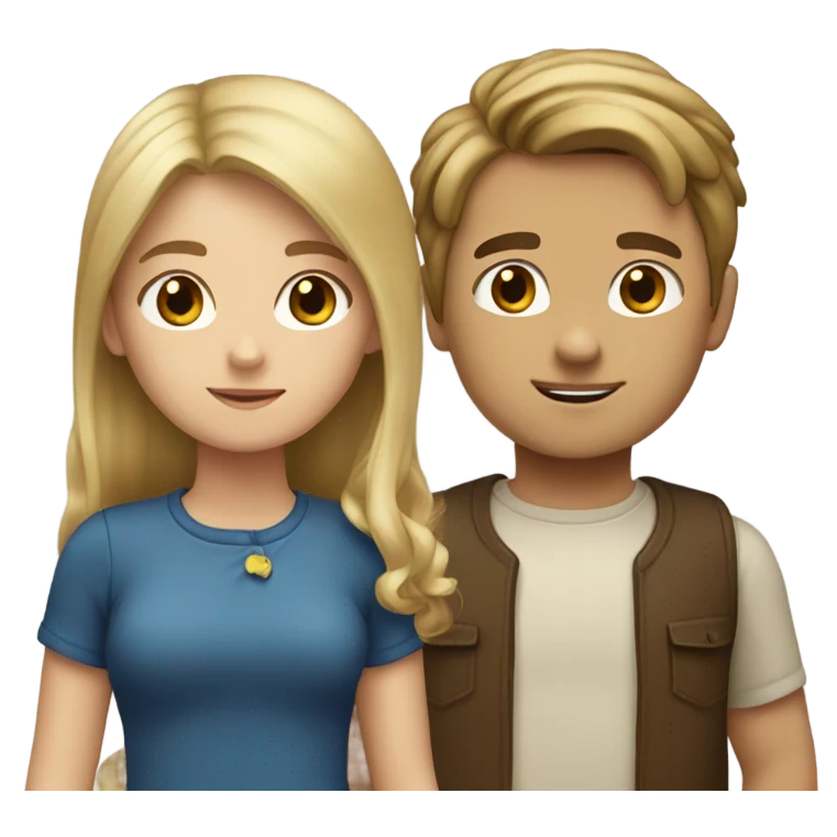 Girl with blond hair and boyfriend with briwn hair  emoji