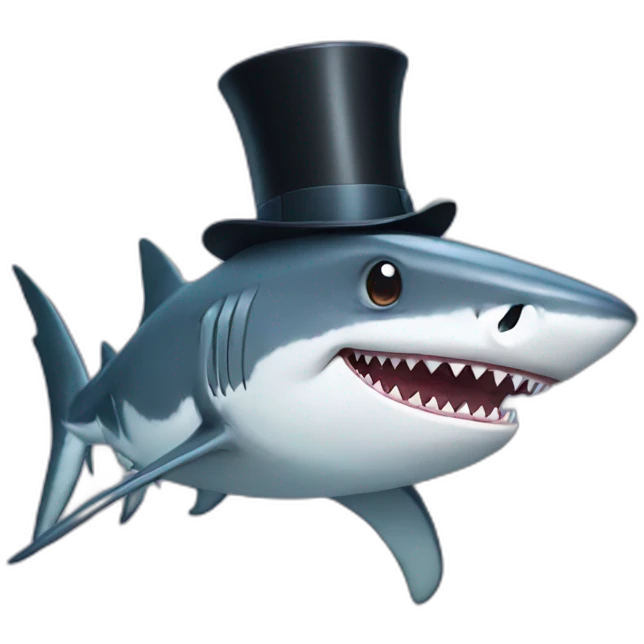 Shark with a top hat emoji