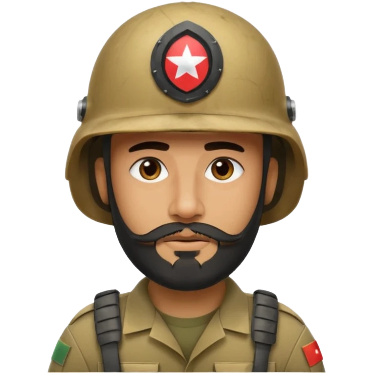 VERY TIRED, swarthy, Iraqi soldier in a helmet, helmet without insignia, with a beard emoji