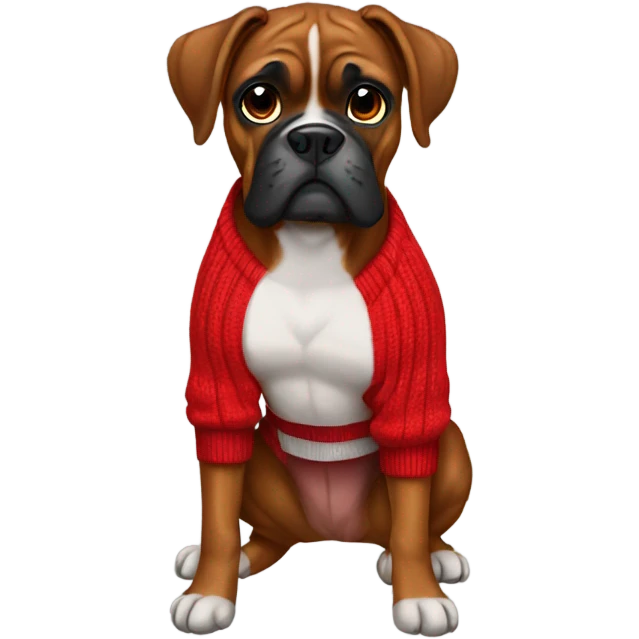 Boxer dog wearing red jumper  emoji