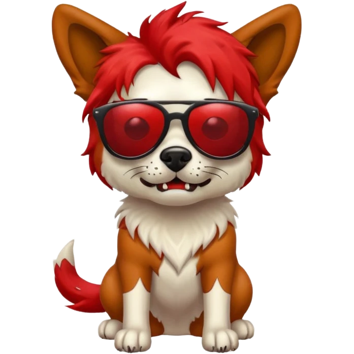Zombie dog with red hair and sun glasses emoji