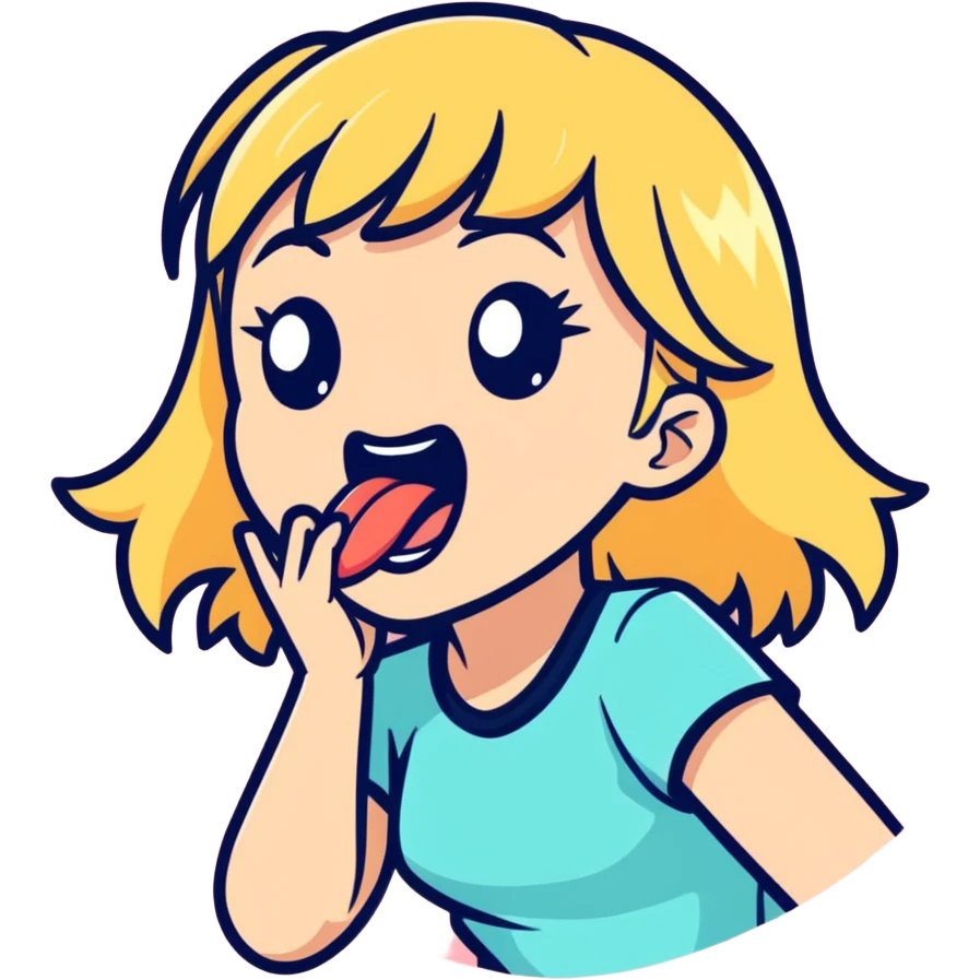 Blond girl shaking tounge emoji