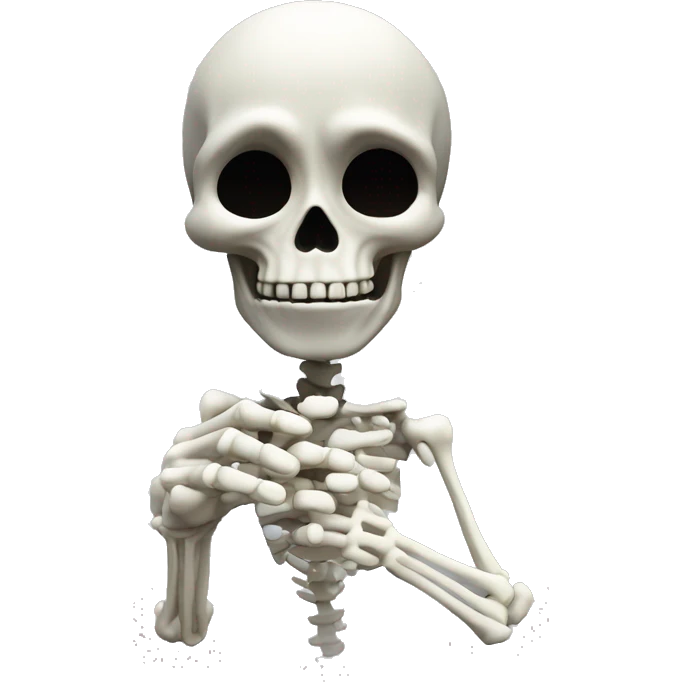 A skeleton maliciously rubbing his hands tigether with a slimy look on his face, tilted slightly to the left of the point of view emoji