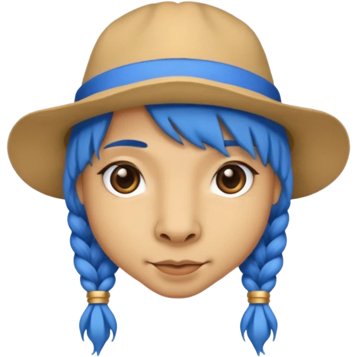 camel face with blue hair and hat emoji