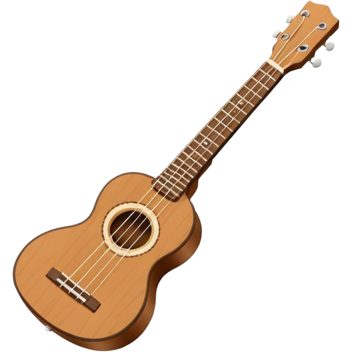 Minimalistic flat vector icon, iOS style, thin black contour on white background. Small ukulele guitar with four strings. Clean, no text, no shadows emoji