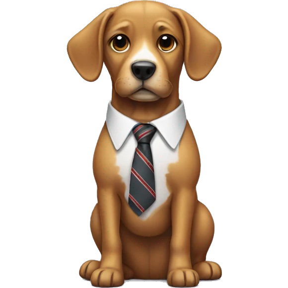 dog standing with a tie emoji