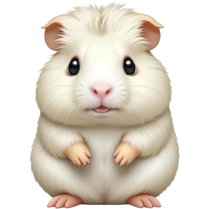cinematic-[white guinea pig]-realistic-full-body-sitting-emoji,-tiny-paws-tucked-close,-head-tilted-dramatically,-fluffy-[solid white]-fur,-simplified-yet-realistic-focused-features,-highly-detailed,-glowing-with-an-almost-sarcastic-glow emoji