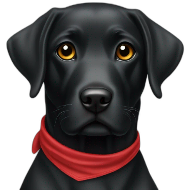 Labrador couleur noir avec un bandana rouge emoji