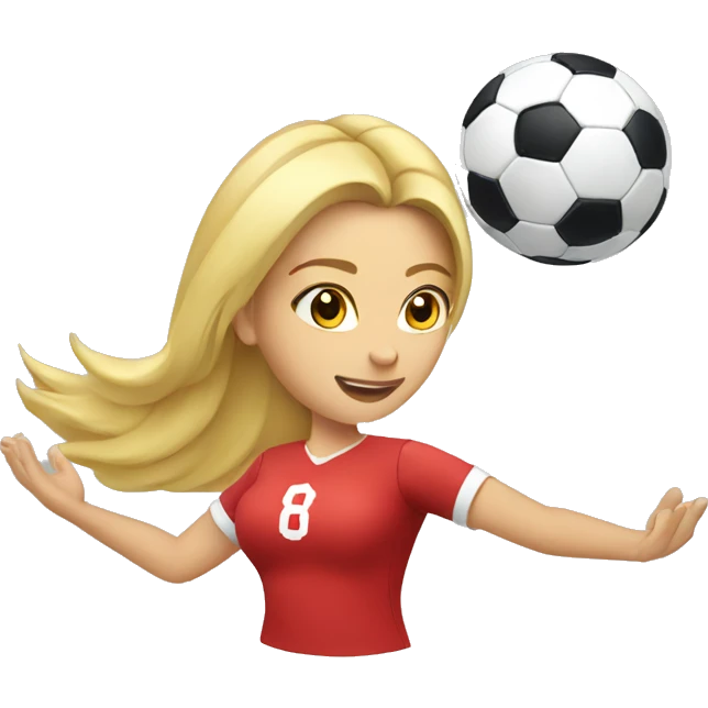blond woman spinning a soccer ball on her hands emoji