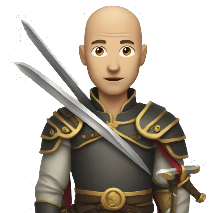 non smiling Man with Sword without hair emoji