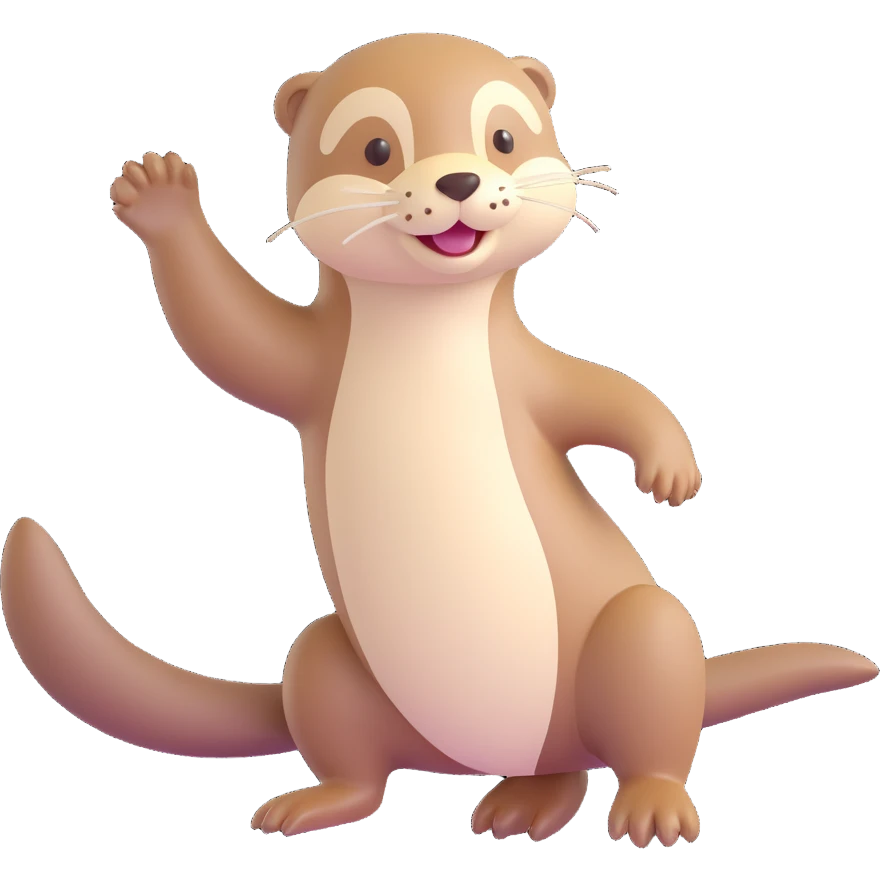 cream color otter, playful pose, soft shading emoji