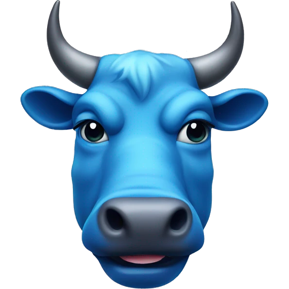 Blue bull head with the tongue is sticking out and teasing emoji