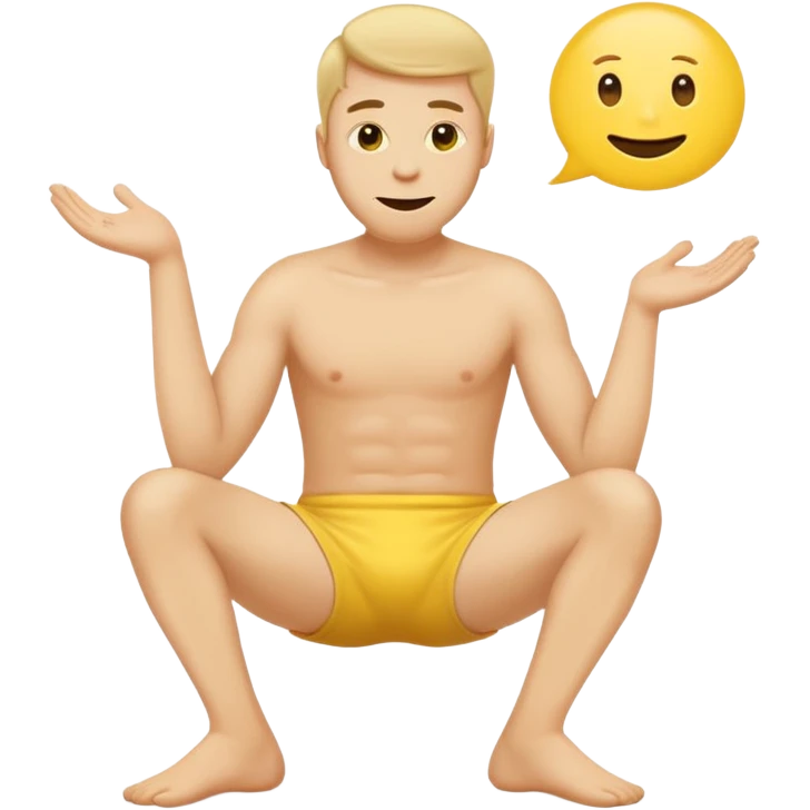Make a yellow emoji man put his hand on his crotch area and a speech bubble saying Darragh give me snus Make him put his hand between his legs make him grab the area inbetween his two legs  emoji
