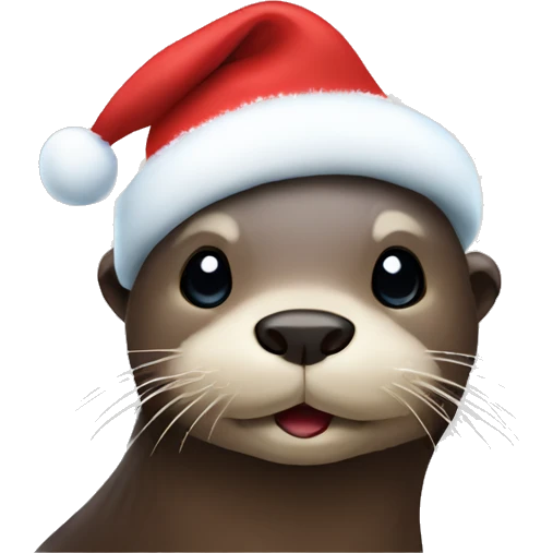 Otter with a christmas hat emoji