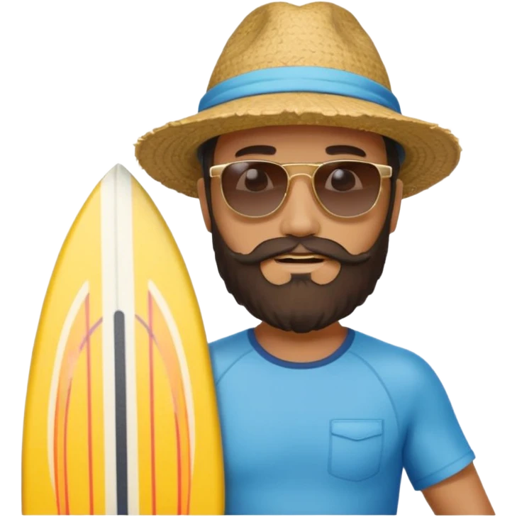 bearded man holding surfboard emoji