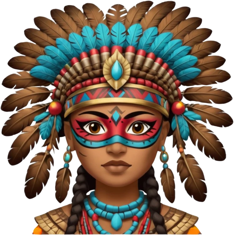 face full maya masked tradational mayan woman warrior half boudy  emoji