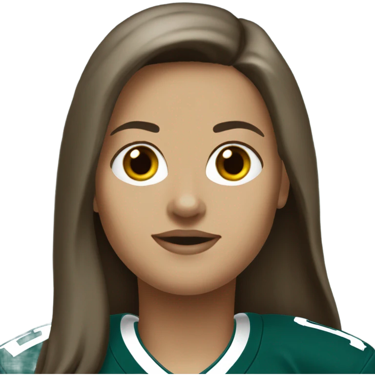  White female brown hair wearing Philadelphia Eagles jersey emoji